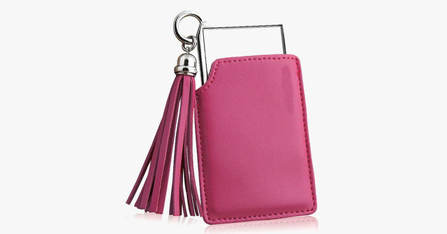Bärbar Rosa Fickspegel