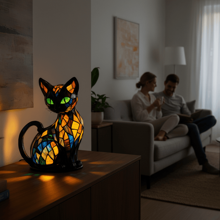 Lekfull LED-kattnattlampa med mjukt ambient ljus