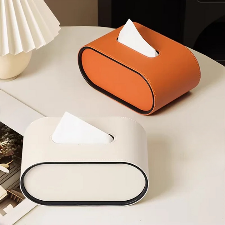 Tissue box - Oval Elegance - Läderdesign - Funktionell &amp; Stilren