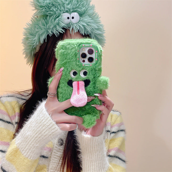Rolig Plush Telefonfodral med Utstickande Tunga för iPhone