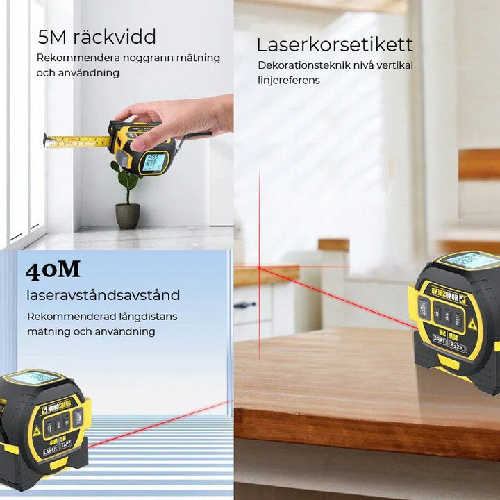 3-i-1 Infraröd Laserbandmätare