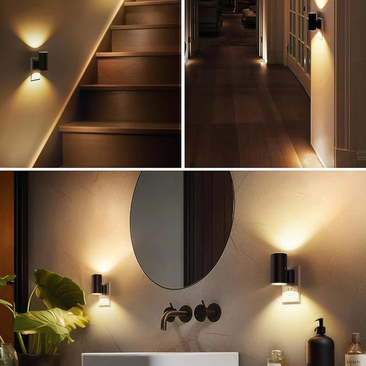 Lyxig Plug-In Ambient Nattlampa – Dimbar LED Vägglampa med Sensor (3000K Varm Glöd)