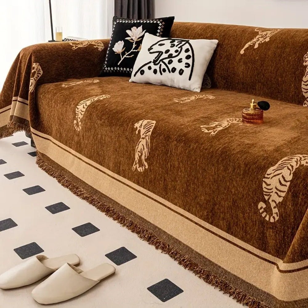 Safari Tiger Chenille Soffskydd