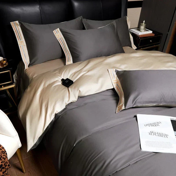 Lyxigt Satinbomull Duvet Täcke Set för Sovrum