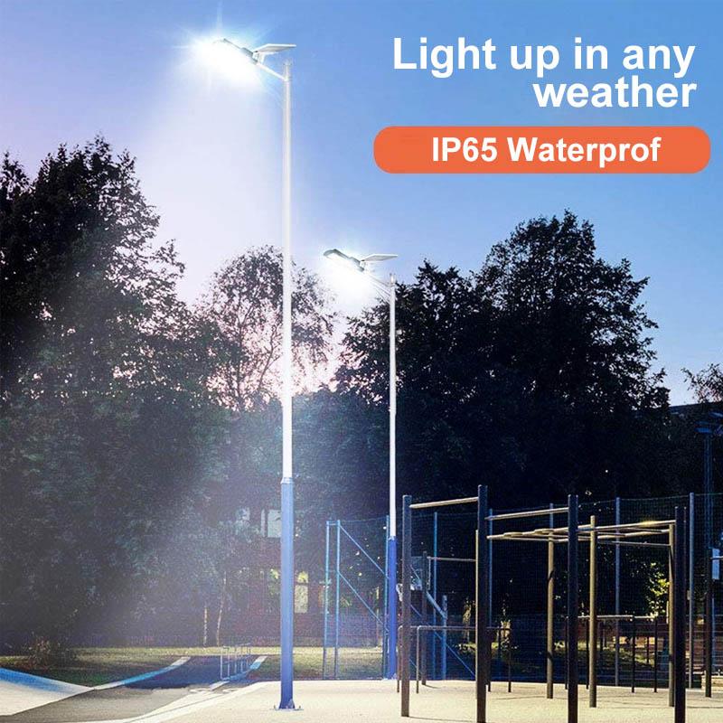 200W Utomhus Solar LED Lampa med Fjärrkontroll, Rörelse- och Skymningssensor