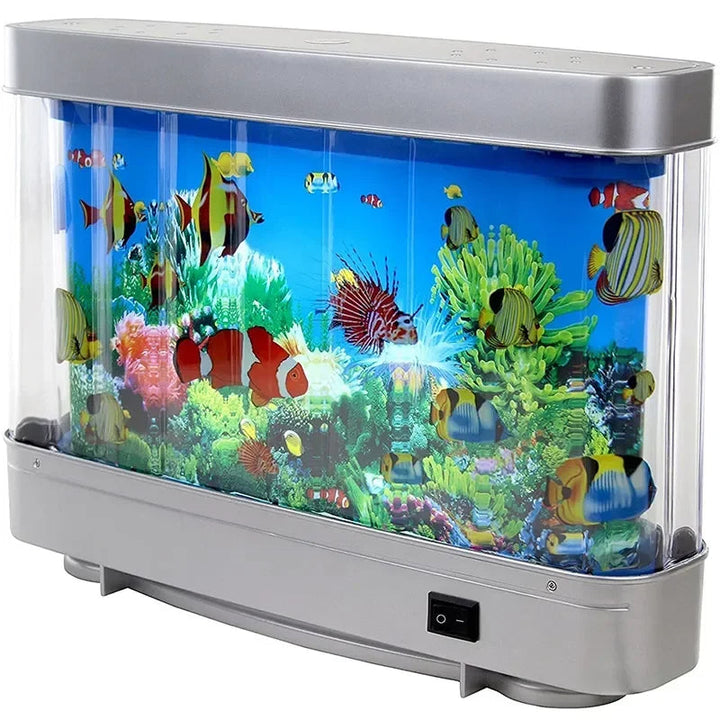 Virtuell Ocean Desk Fisk Tank med LED Nattljus