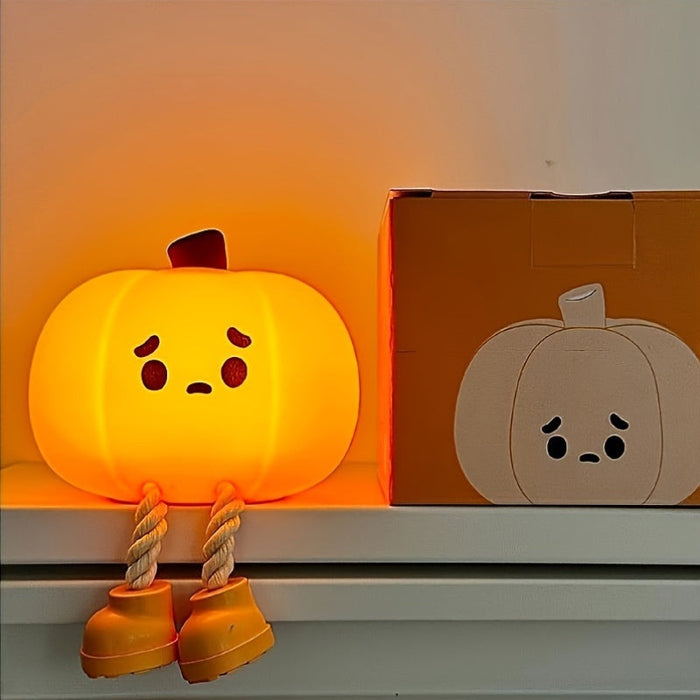 LED-nattljus i form av en pumpa, laddas via USB