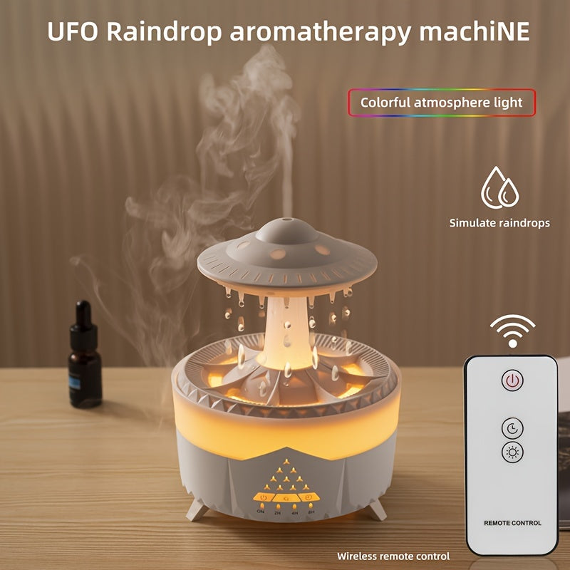 Avkopplande Regndropp Aromaterapi Essentiell Oljediffusor - LED Lampa &amp; Luftfuktare
