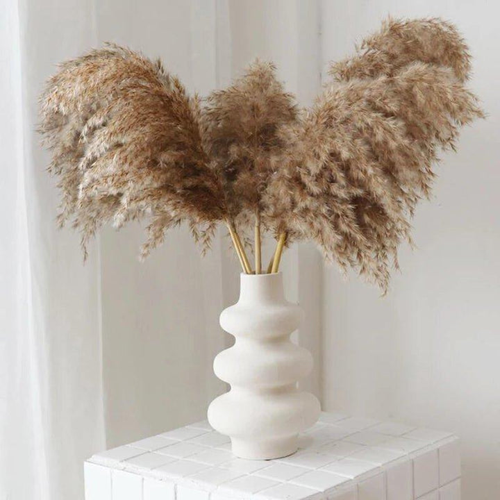 60 cm naturlig, verklig, brun-beige torkad pampasgräsbukett │ fluffig fjäder för modern boho heminredning