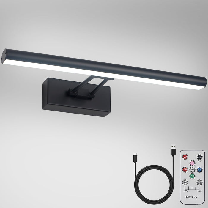 Howmzon Bildbelysning, 13.5" Konstbelysning, Svart Bildlampa Batteridriven, 3Cct, Trådlösa Bildlampor med Fjärrkontroll, Ljus över Ram för Väggmålning (Svart)