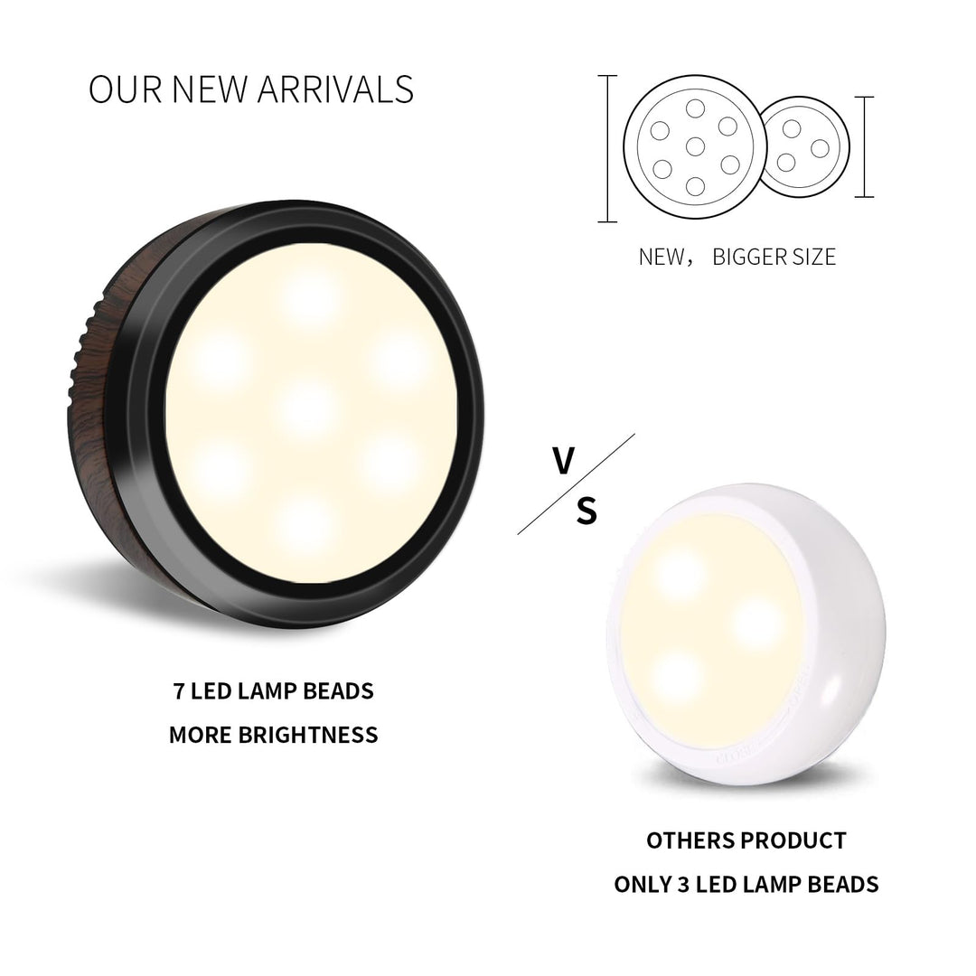 Leastyle Fjärrkontroll LED Puck-lampa, dimbar batteridriven under skåpet-lampa - 6-pack naturligt vitt