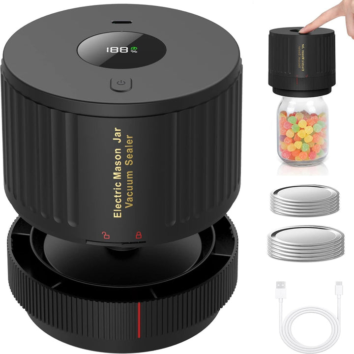 Elektrisk Mason Jar Vakuumförseglare Set - Bevara Fräschören Snabbt!