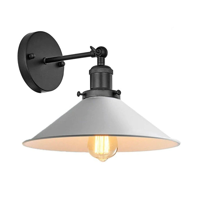 Vit Industriell Vintage Vägglampa