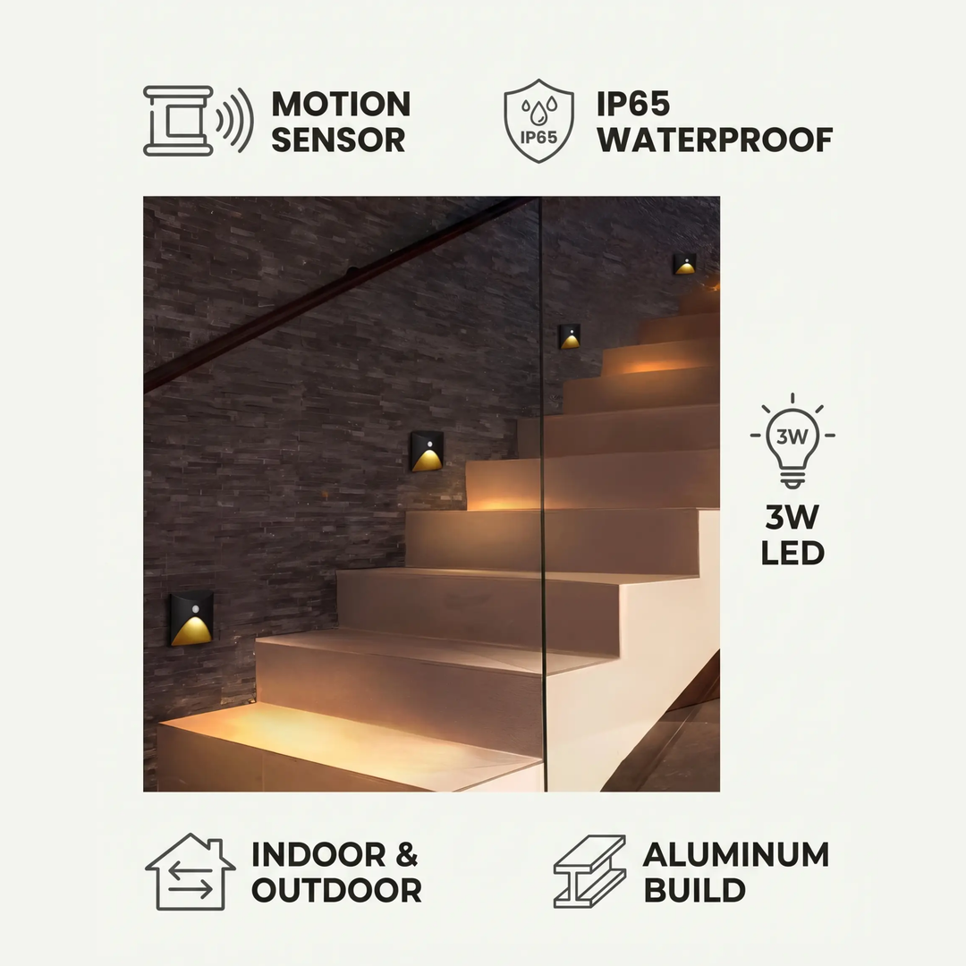 LuminiPath - Vattentät IP65 Vägglampa - Inomhus- och Utomhusvägglampa - Rörelsesensor Vägglampa LED