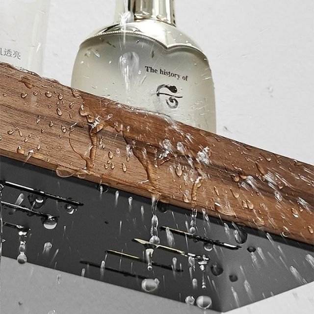 Solid Wood Bathroom Organizer Shelves Without Drilling