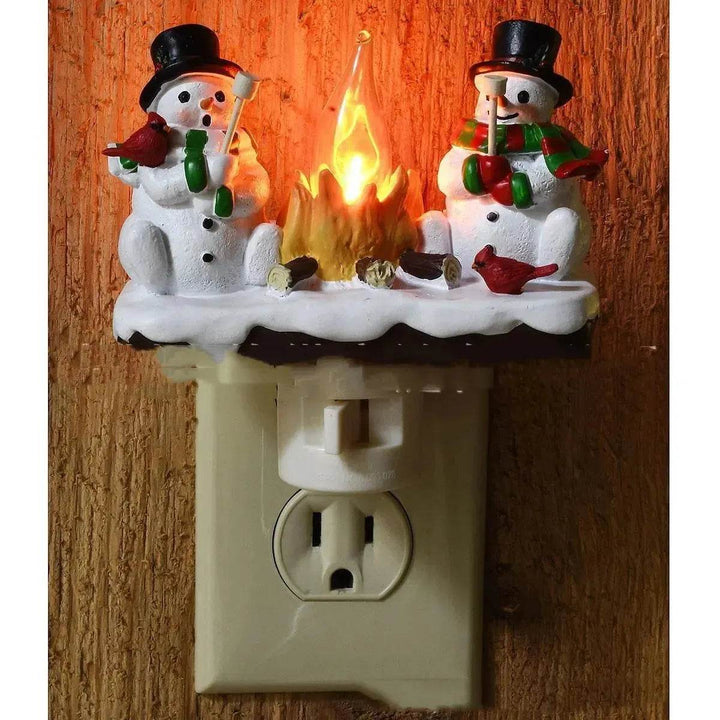 Jul Snögubbe Och Lägereld Nattlampa Gåva för barn