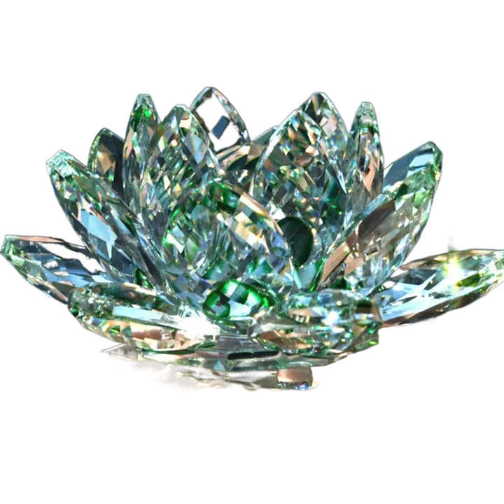 Kristall Lotusblomma Figur Hem Bröllopsdekoration Glas Konst Samling Pappersvikt Kontorsbord Smycken Souvenir Gåvor