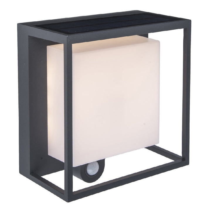 Lutec 6934601118 Curtis LED Antracit Solenergi Utomhus Modern Fyrkantig Ytmonterad Vägglampa med PIR