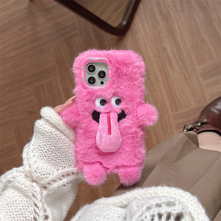 Rolig Plush Telefonfodral med Utstickande Tunga för iPhone