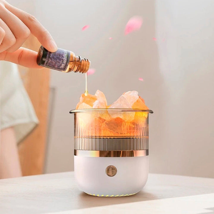 SereniGlow Kristallsalt Luftfuktare | USB Aromadiffuser – Nattlampa &amp; Luftrenare – För Avkoppling, Stressavlastning &amp; Förbättrad Luftkvalitet