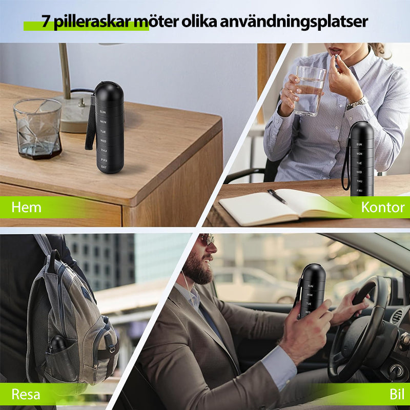 7-Dagars bärbar pillerorganisatör för resor