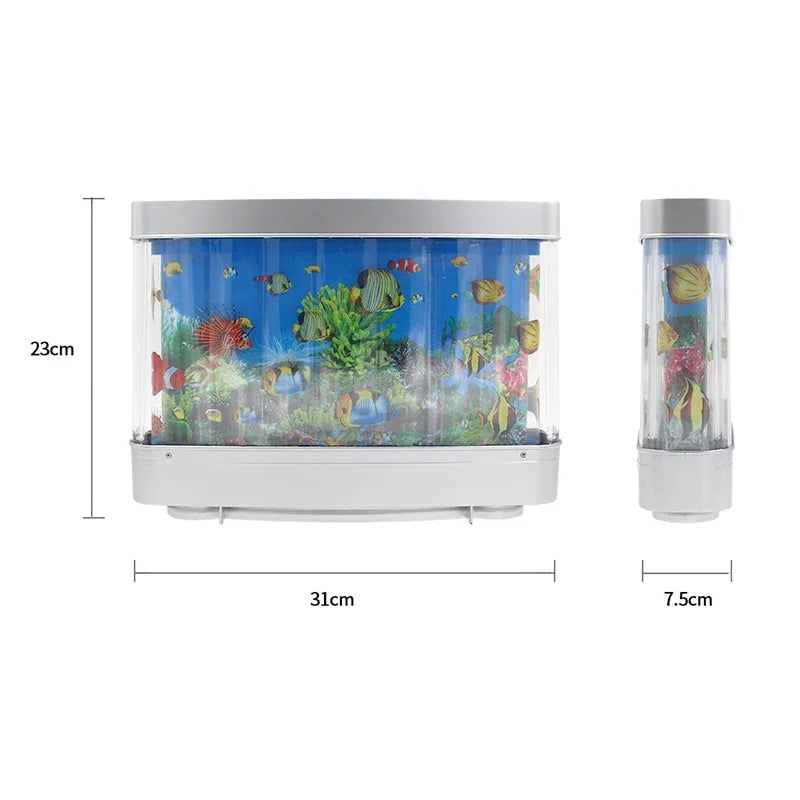 Virtuell Ocean Desk Fisk Tank med LED Nattljus