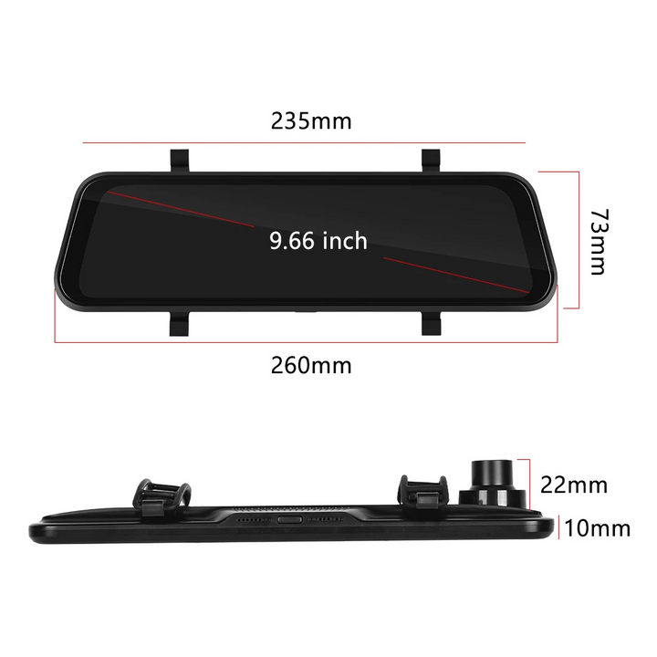 VisionMirror Pro – Ultra HD Spegel Dash Cam med Trådlös CarPlay &amp; Android Auto