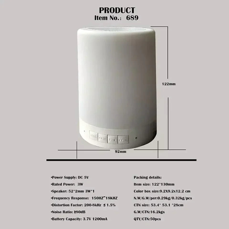 färgglad LED Nattlampa Bluetooth Touchpad Trådlös Högtalare