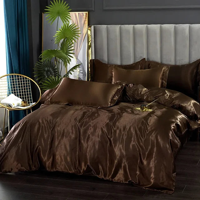 Lyxigt Siden Satin Sängkläder Set - SilkElegance