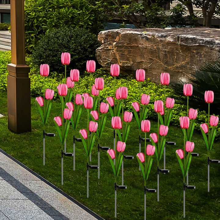 Solig Tulpan Gräslampa Utomhus Trädgård LED Tulpan Blomma Lampa Markspett Landskapsbelysning