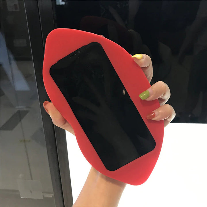 3D Stor Röd Läpp Mun Kyss Mjuk Silikon Axelväska för Iphone