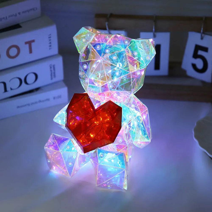 Laser Gränsöverskridande färgglad Björn Födelsedags Julklapp Diy Dekoration Alla hjärtans dag Gåva Björn Nattlampa