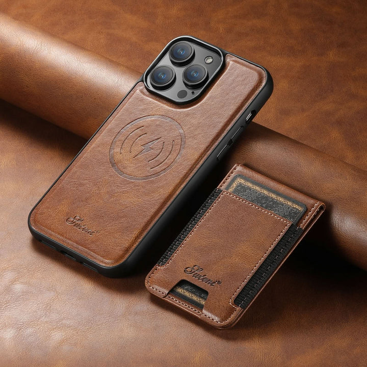 Stötsäker Läder Telefonfodral med Kortfack