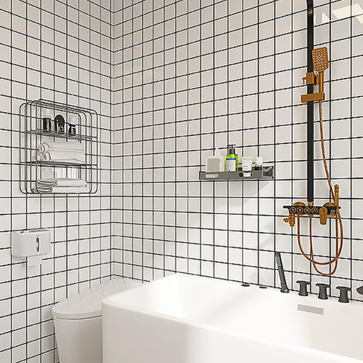 Vit Peel &amp; Stick Tile Spegel Plast Nät Tapet för Kök och Badrum