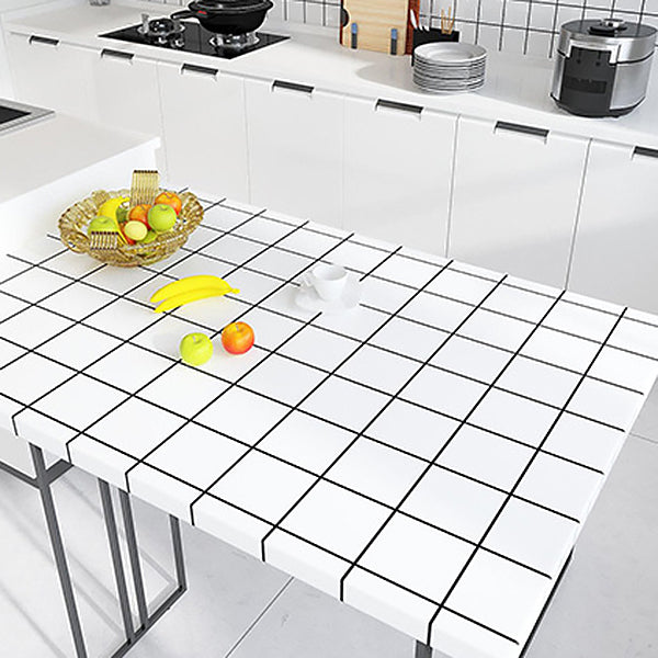 Vit Peel &amp; Stick Tile Spegel Plast Rutmönster Tapet för Kök och Badrum