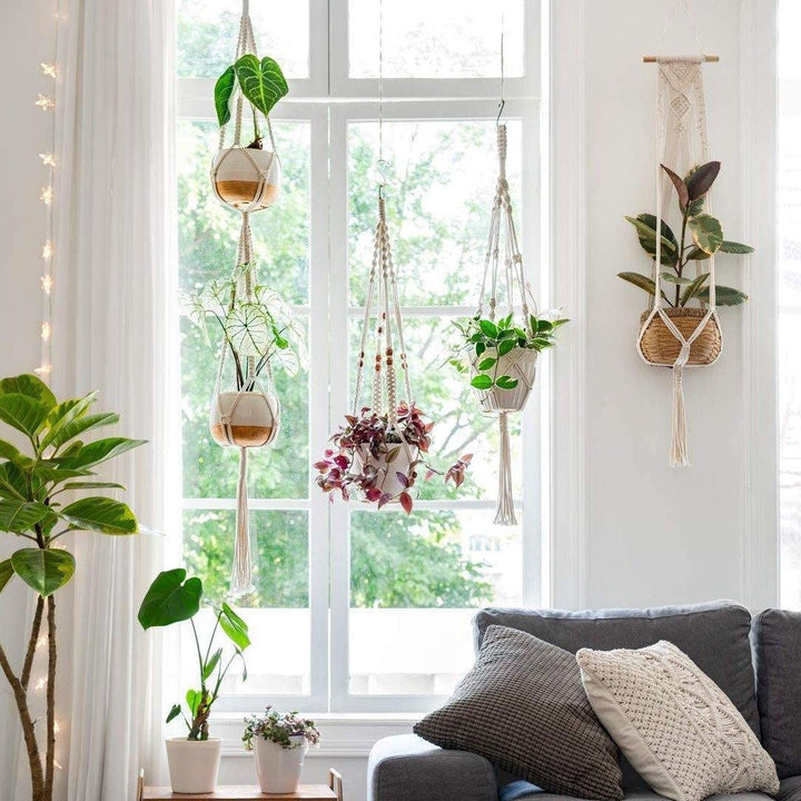 4-delars handgjord Boho makramé växtupphängningsset