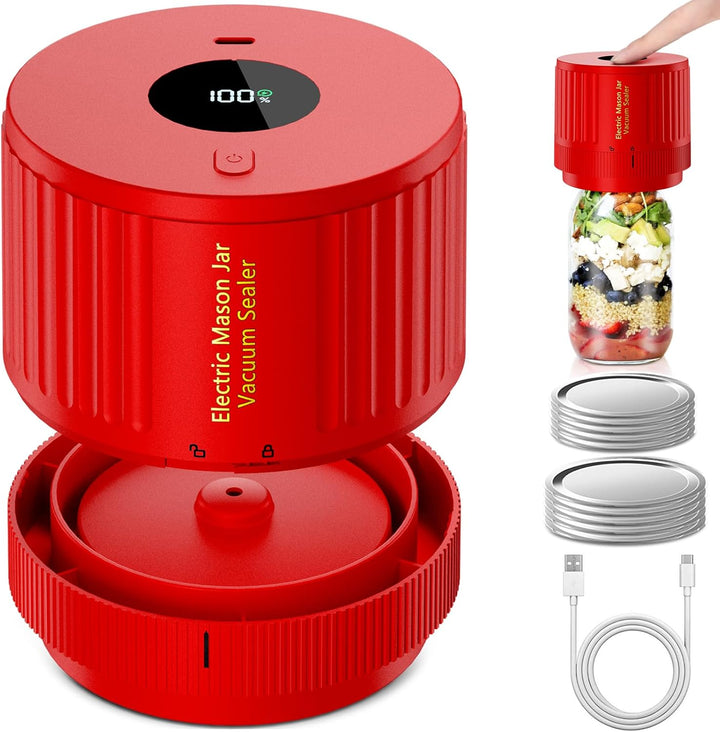 Elektrisk Mason Jar Vakuumförseglare Set - Bevara Fräschören Snabbt!