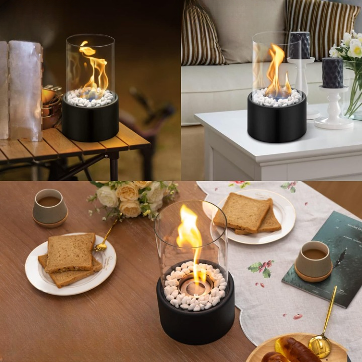 Stilren &amp; modern bordslampa med eld