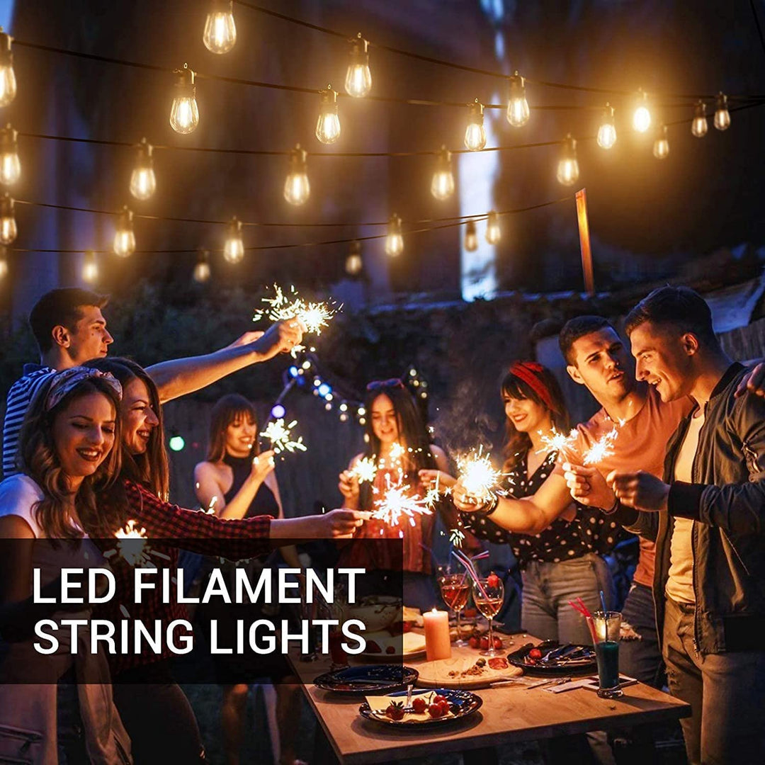Utebelysning, 53FT/16M S14 Ute LED Ljus, IP65 Vattentåliga Utomhus Ljus, Huvudström 2700K 15+1 (Ersättnings) Glödlampor för Uteplats Terrass Trädgård Bröllop Fest