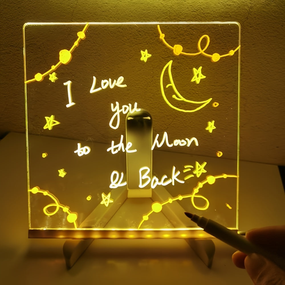 USB LED Noteboard med 12 färgade pennor - Ljust meddelandeboard för kontor och hem