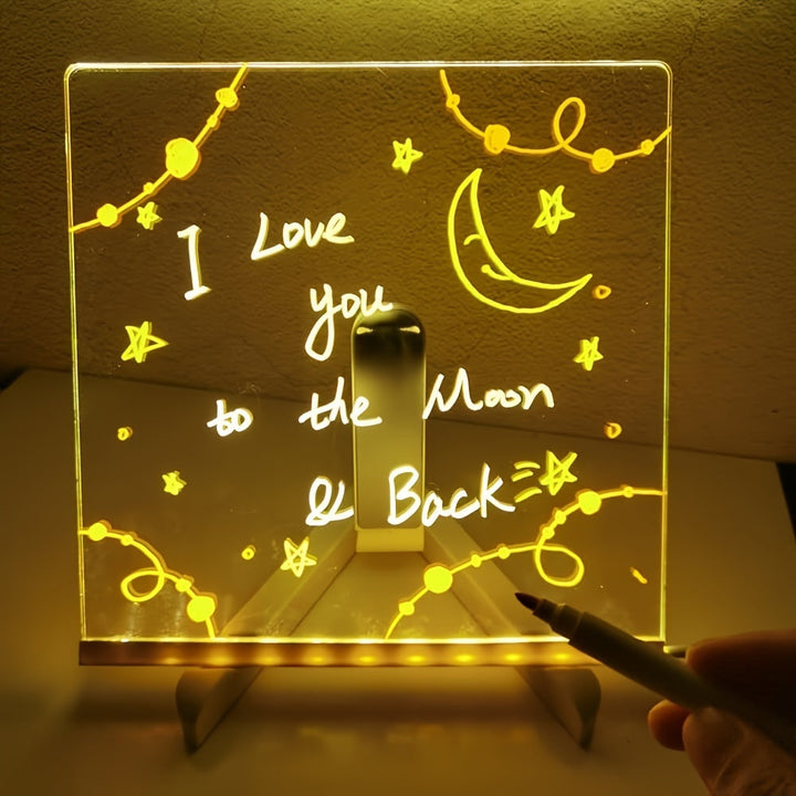 USB LED Noteboard med 12 färgade pennor - Ljust meddelandeboard för kontor och hem