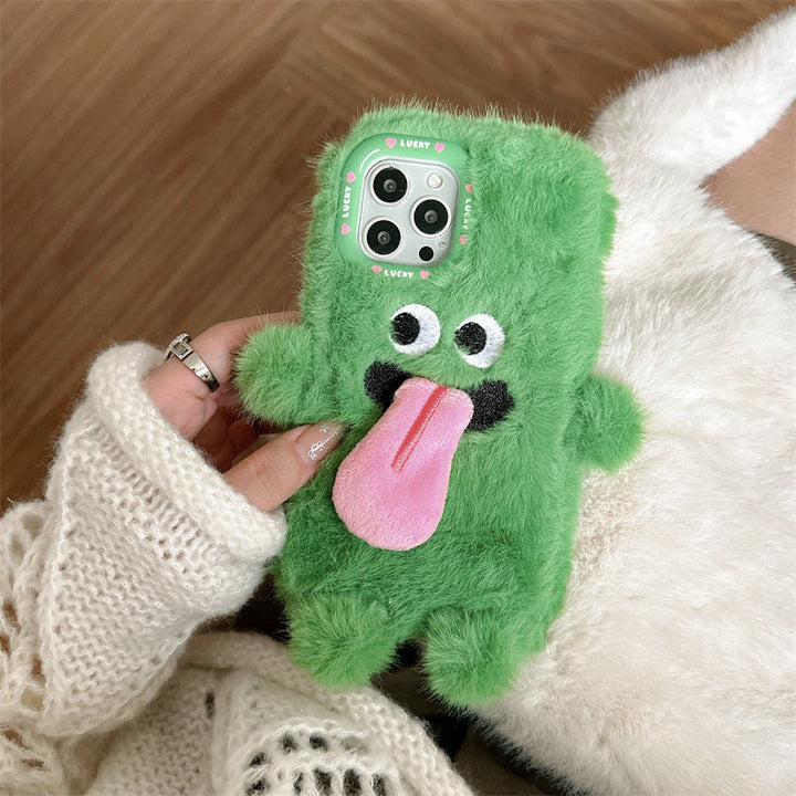 Rolig Plush Telefonfodral med Utstickande Tunga för iPhone