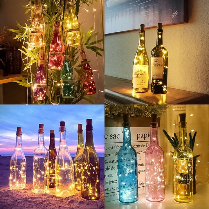 LED Flaska Lampa Kork Nattlampa DIY Dekorationsgåva