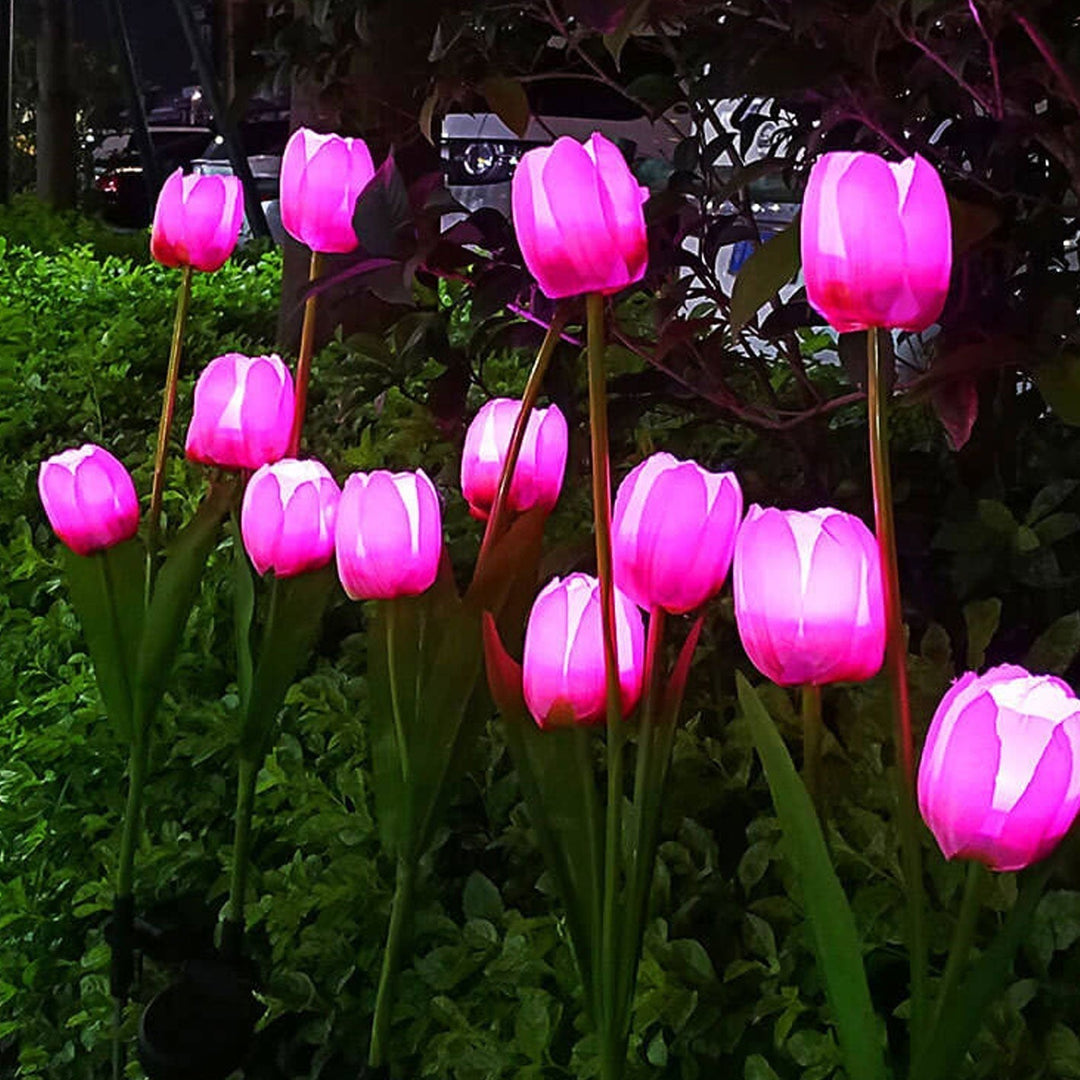 Solig Tulpan Gräslampa Utomhus Trädgård LED Tulpan Blomma Lampa Markspett Landskapsbelysning