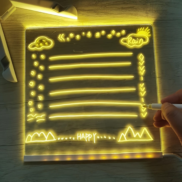 USB LED Noteboard med 12 färgade pennor - Ljust meddelandeboard för kontor och hem