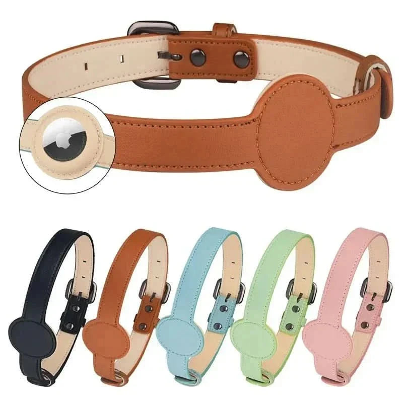 Hundhalsband med integrerat AirTag-fäste för säkerhet och stil