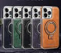 Lyxigt Läder Osynlig Ställ iPhone Fodral