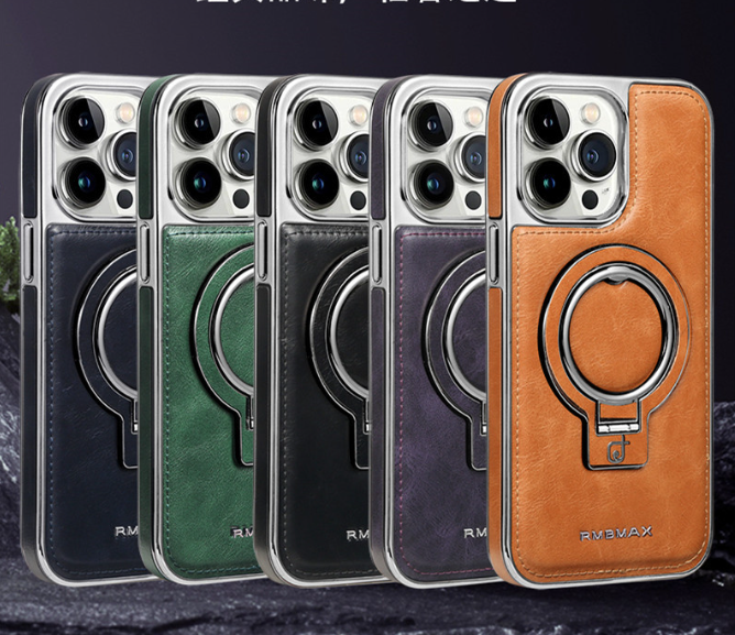 Lyxigt Läder Osynlig Ställ iPhone Fodral