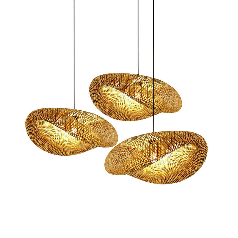Rattan Vävd Bambu - Pendellampa - LED - Ljus