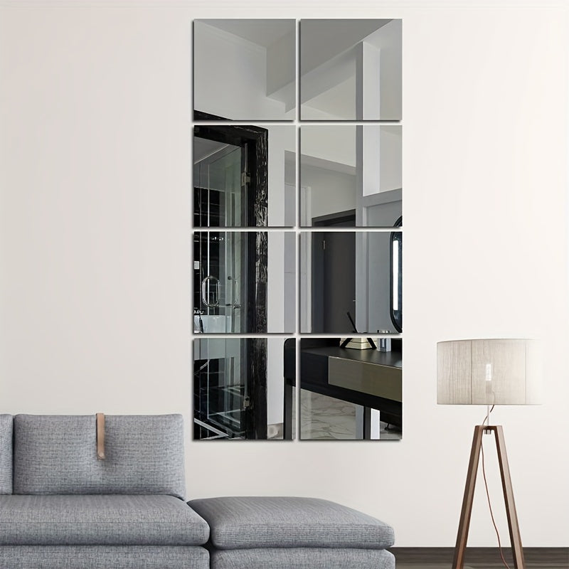 EleganceTiles - 8 Stilsäkra Självhäftande Spegelplattor för Heminredning